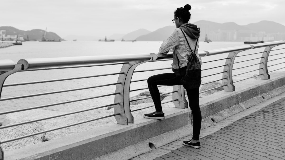 woman looking at sea